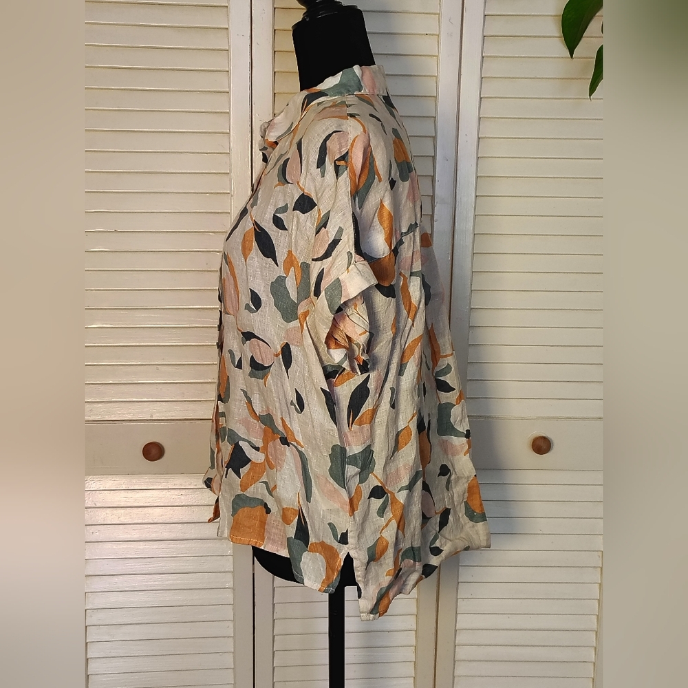 Rachel Zoe 100% Linen Floral White Print Button-Up Shirt Size S – Like New - Picture 4 of 6